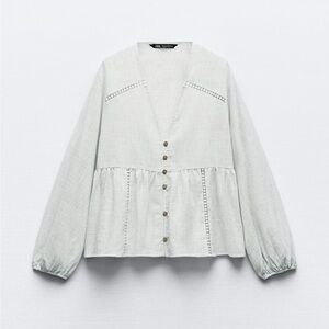 New ZARA Stripped Insert Lace Top